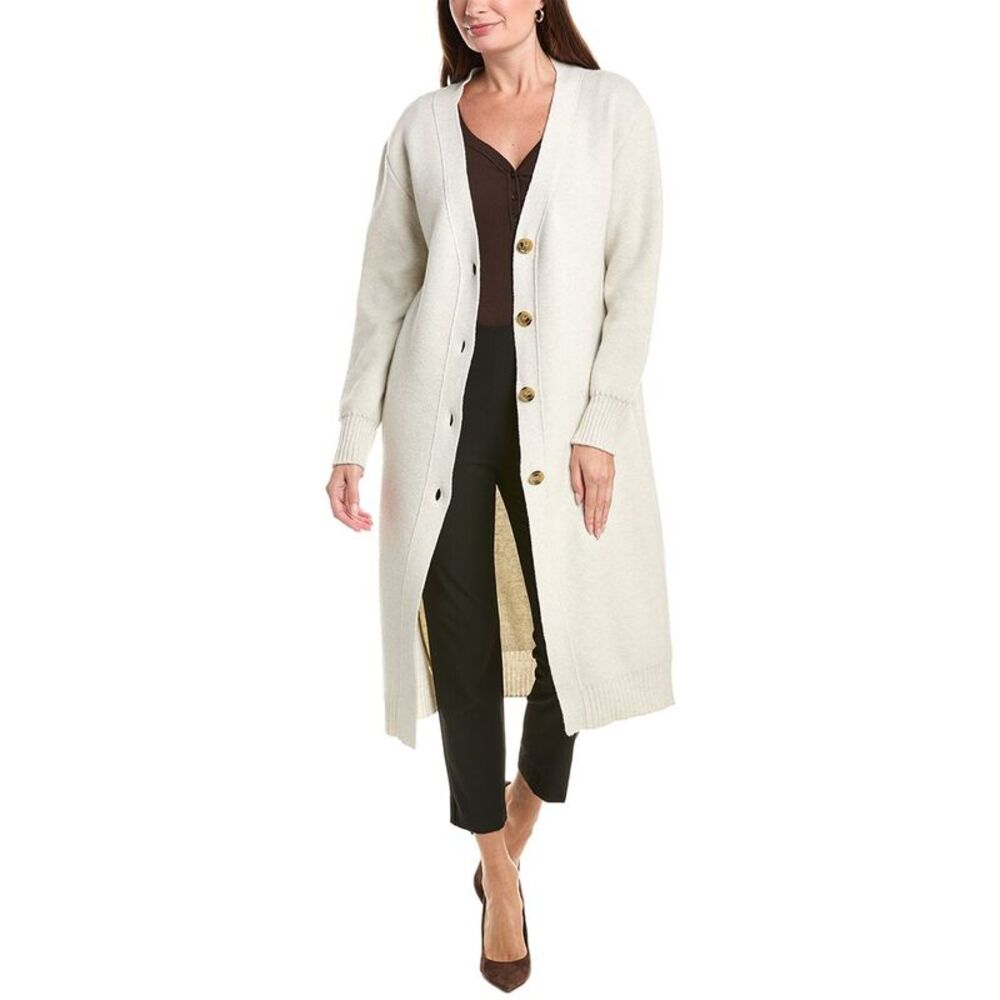 Oscar De La Renta Womens  Wool Long Cardigan, White